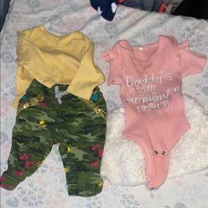 Vibrant Pink and Yellow Matching Bodysuit Set